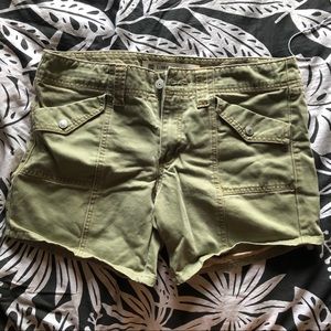 Green jean shorts